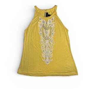 INC Yellow Embellished Women's Top size L